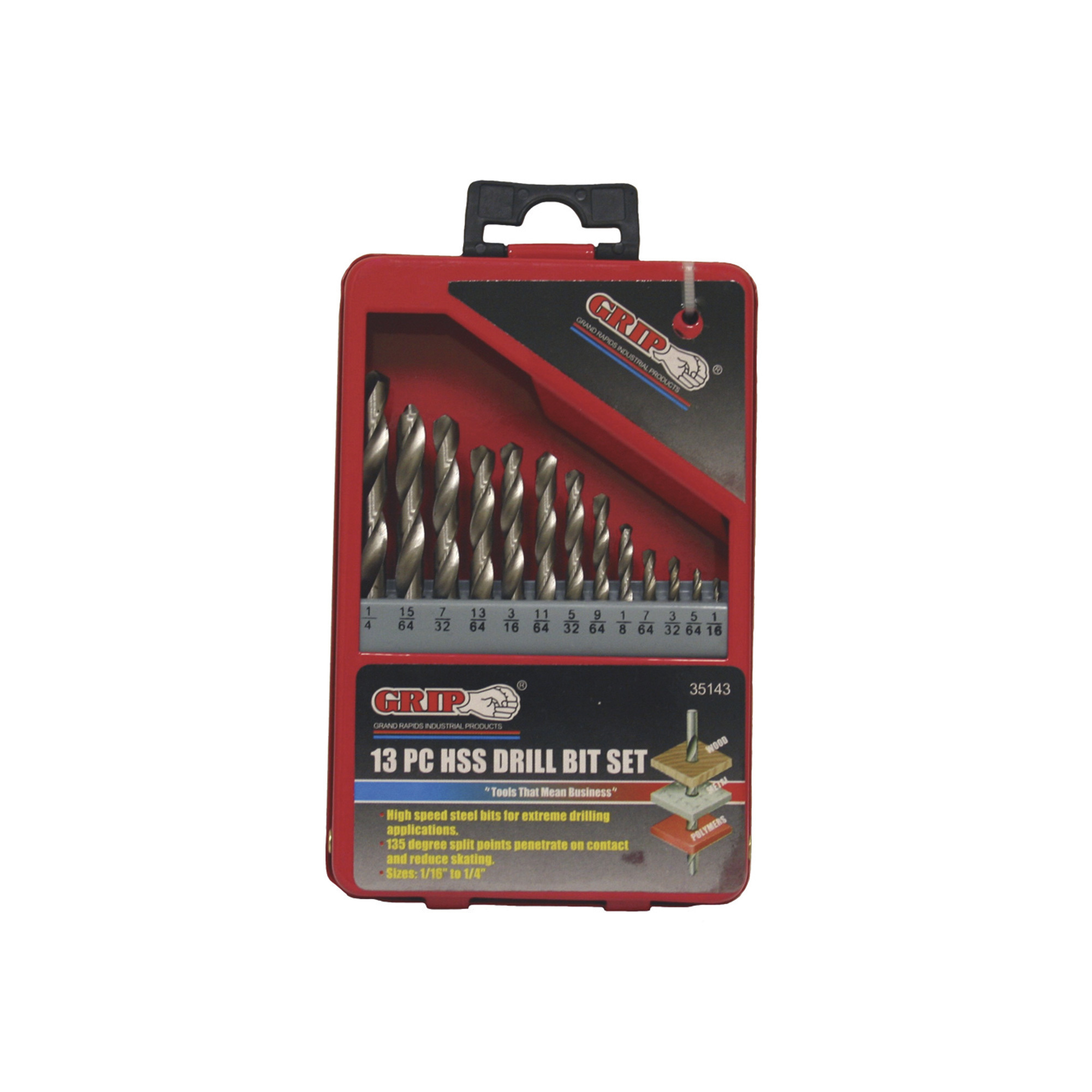 Grip HighSpeed Drill Bit Set — 13Pc., SAE, Model 98003 Northern Tool